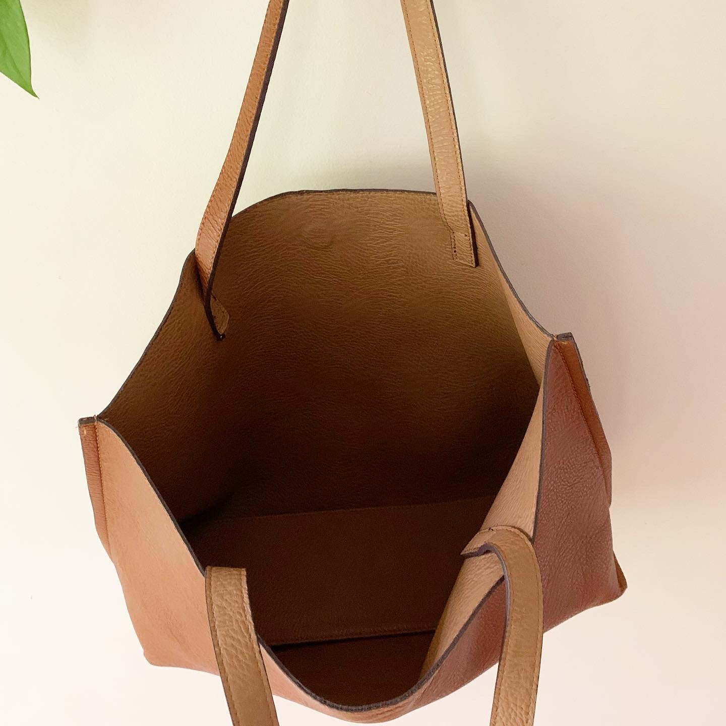 Reversible Oversized Brown Tan Laptop Tote Purse