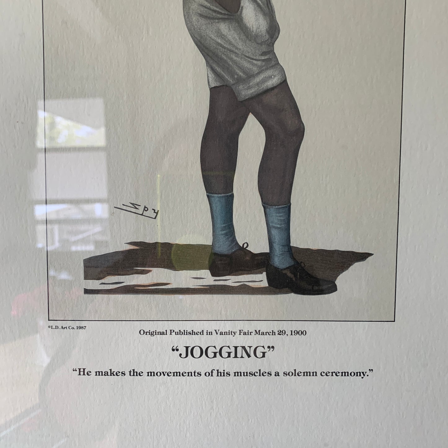 Vintage Vanity Fair Sportsmen Jogging Framed Lithograph