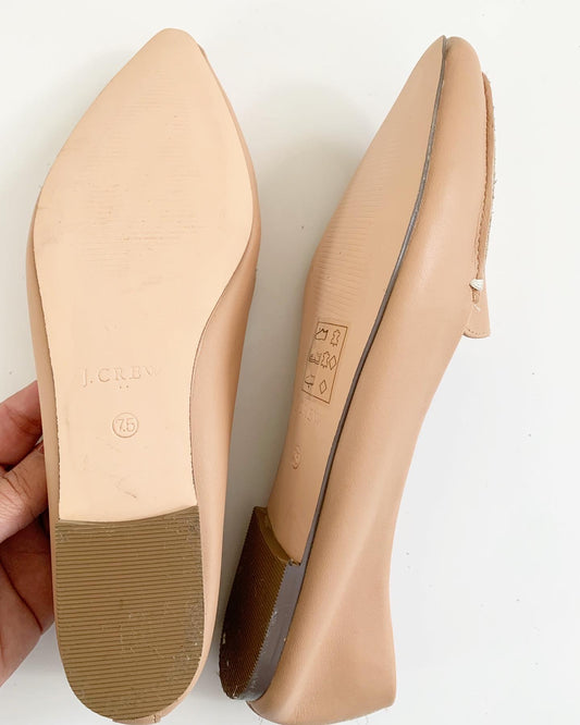 J.Crew Factory Tan Pointed Toe Flat Shoes, Size 7.5
