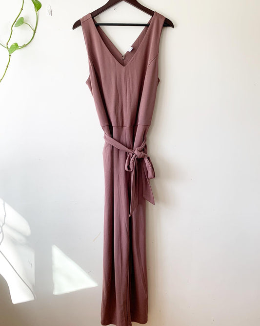 Old Navy Brown / Raisin Arizona Ponte Belted Wide-Leg Jumpsuit