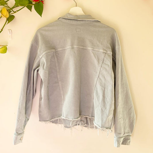 Ralph Lauren Blue Light Wash Frayed Hem Jean Jacket, Size 1X