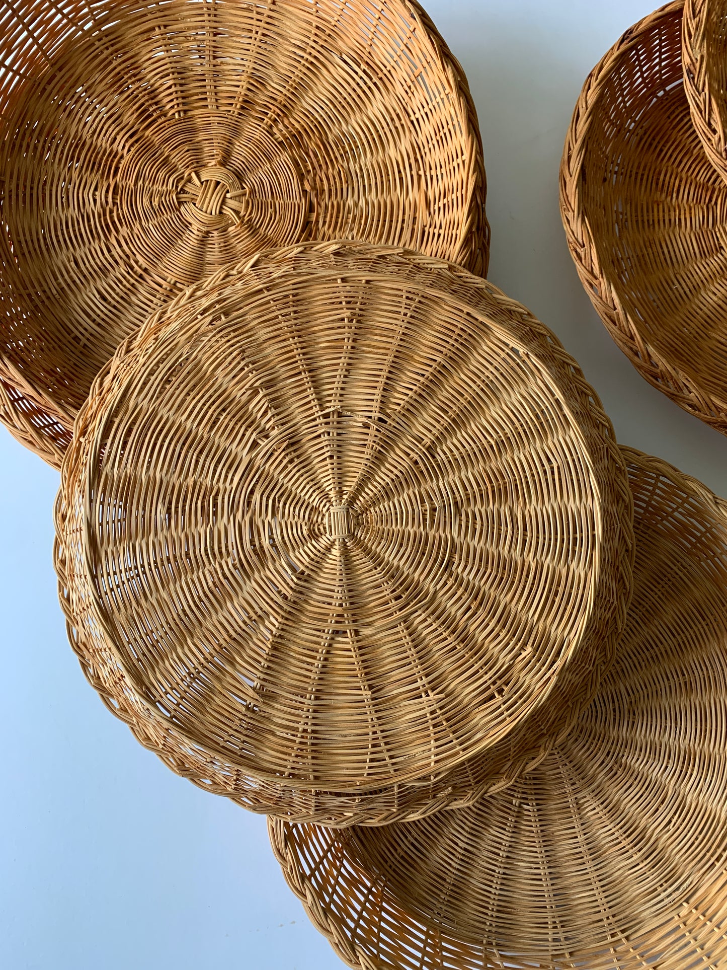 Bundle of 12 Boho Wicker Trivet Wall Baskets Gallery Wall Rattan