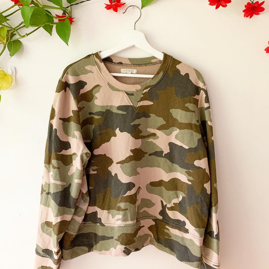 Madewell Mile(s) Green Camo Print Crew Neck Sweatshirt, Size XXL