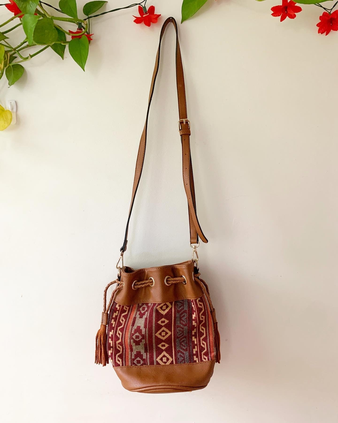 Aztec Print Bucket Bag Purse