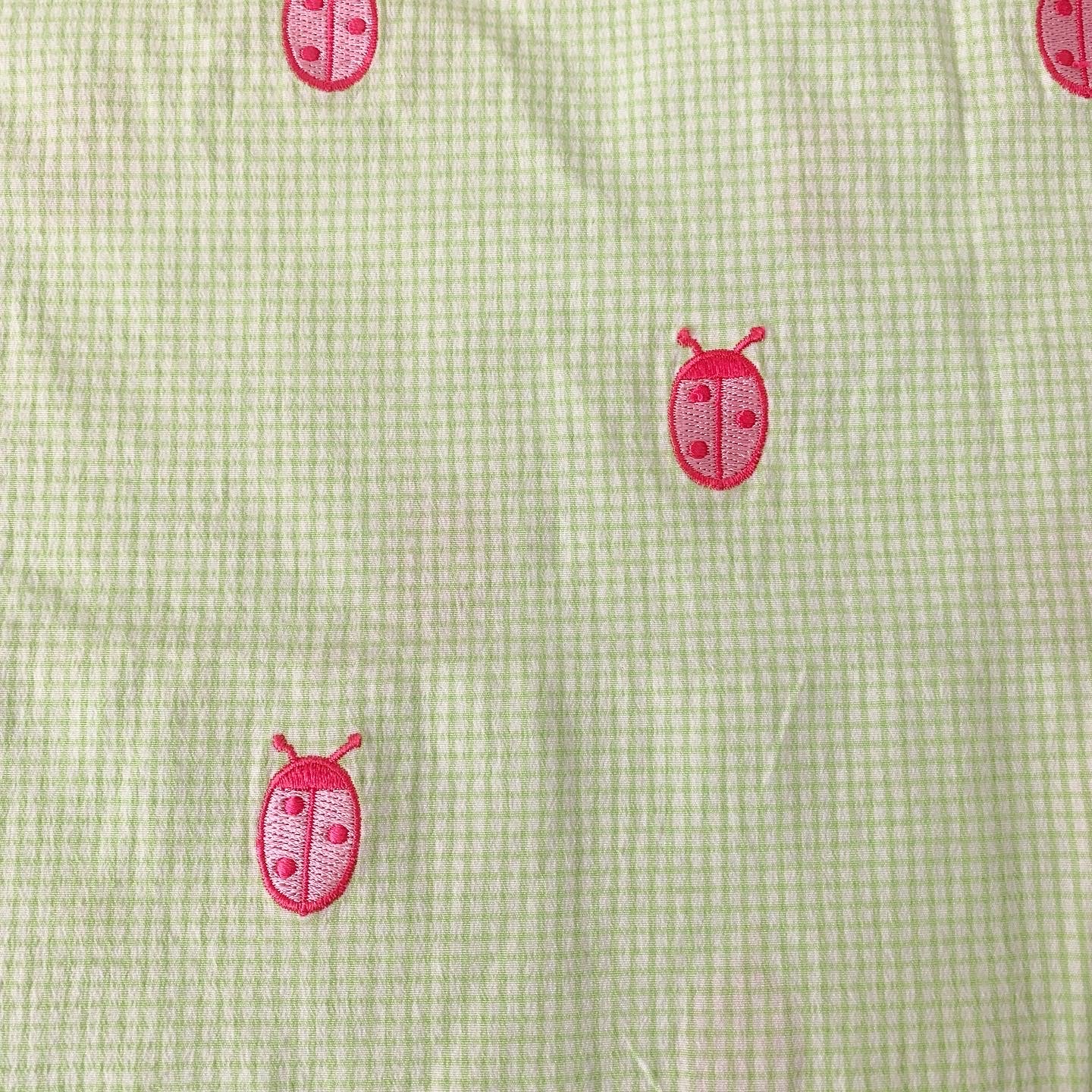 Lilly Pulitzer Vintage Green, White, Pink Embroidered Ladybug Mini Skirt 10