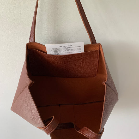 Vince Camuto Brown & Black Vegan Leather Luck Tote Bag