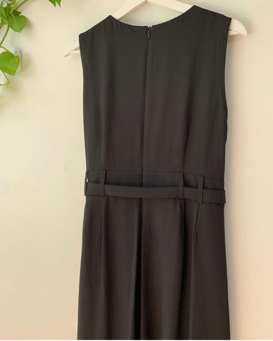 Emma & Michelle Black Belted Wide Split Leg Jumpsuit, Size 12