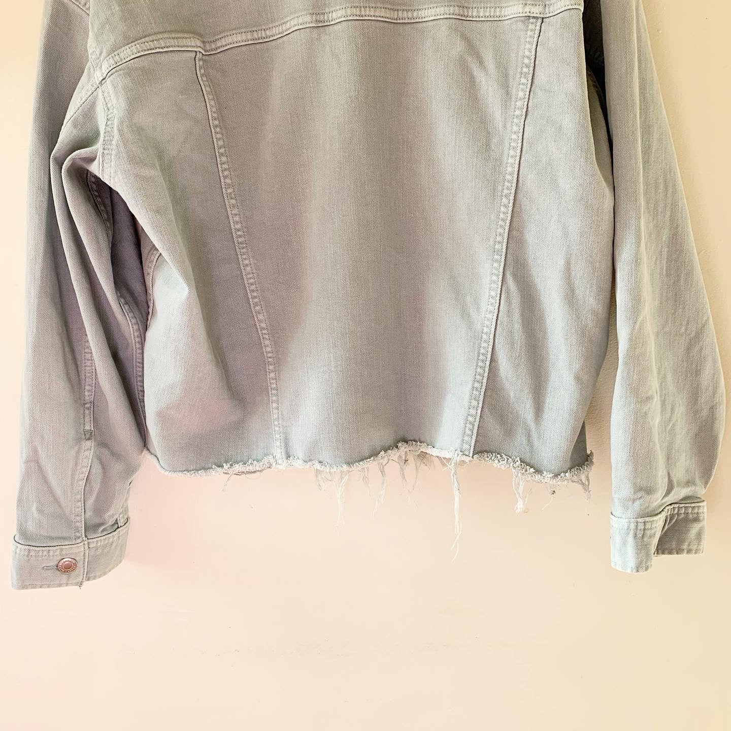 Ralph Lauren Blue Light Wash Frayed Hem Jean Jacket, Size 1X