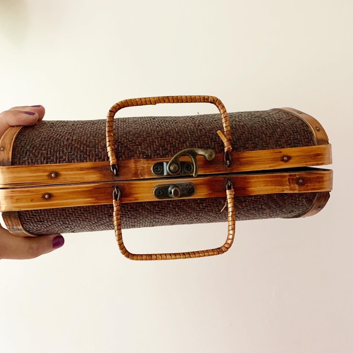 Textured Hard Shell Brown Purse