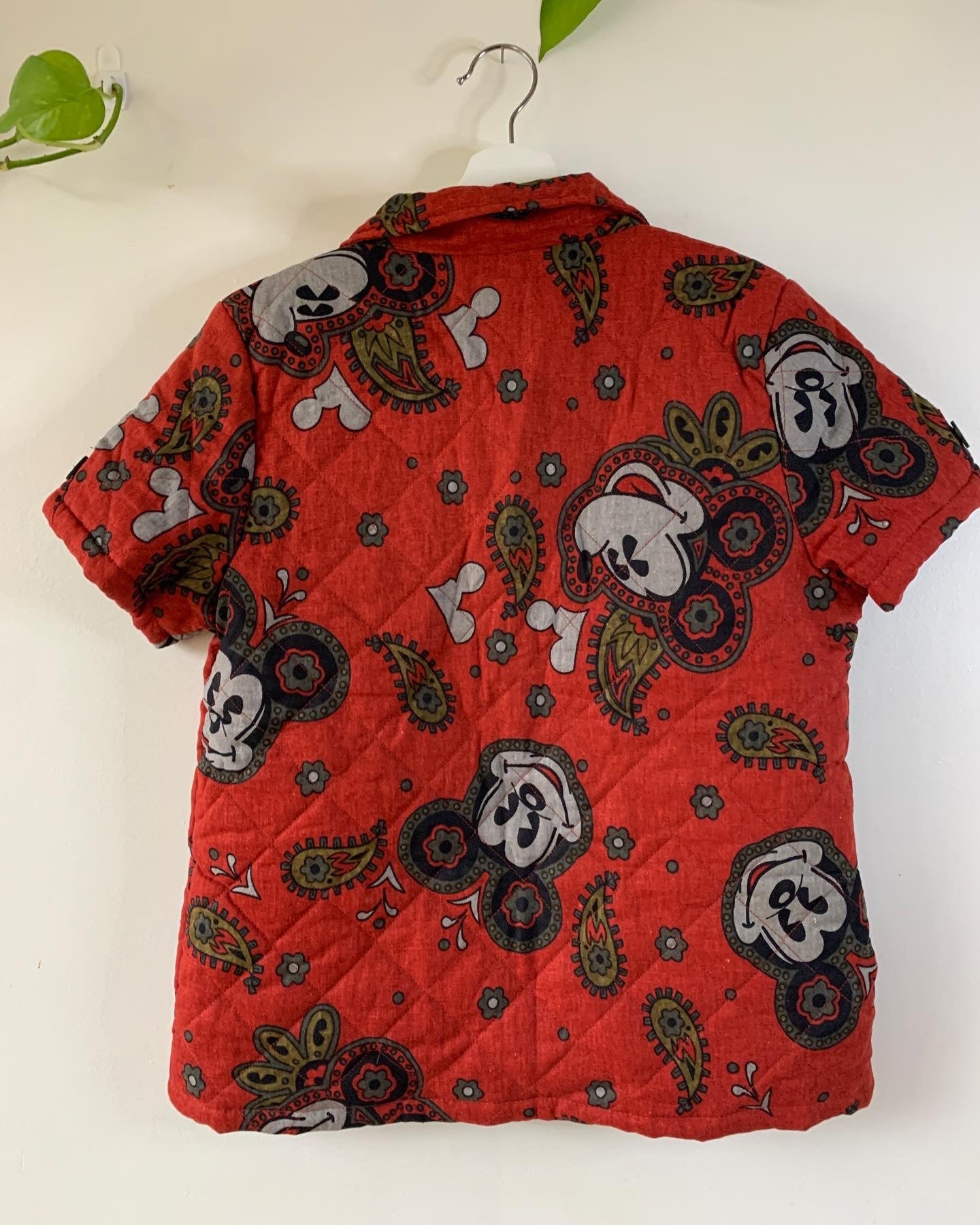 Mickey Print Quilted Short Sleeve Jacket Shacket Size Large