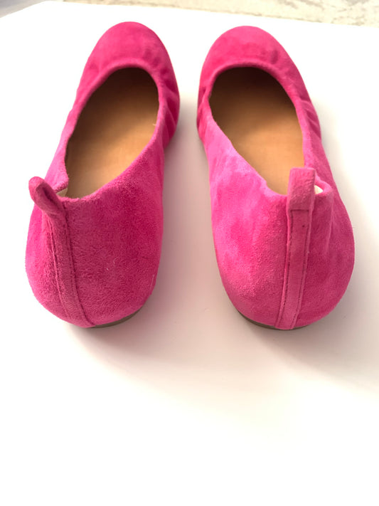 J. Crew Factory Hot Pink Suede Leather Round Toe Ballet Flat Shoes, Size 8.5