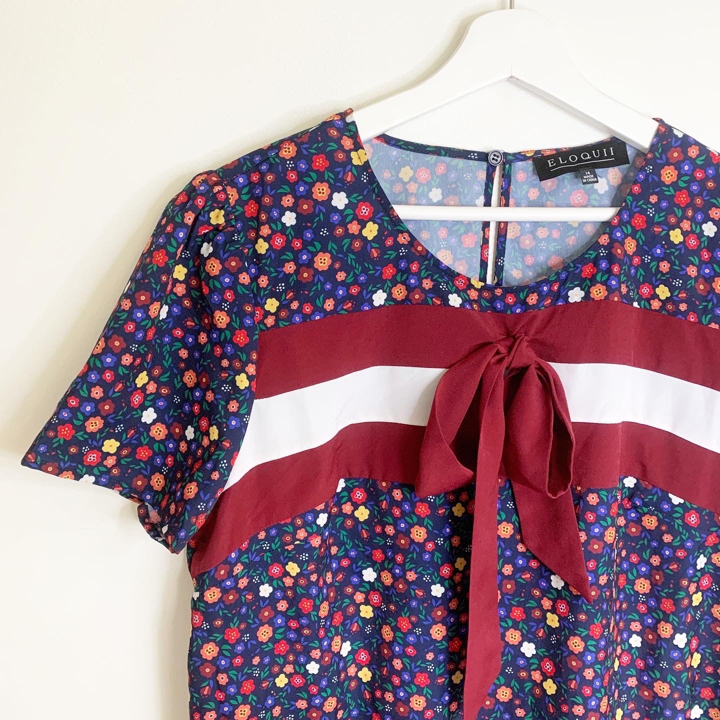 Eloquii Floral Bow Blouse