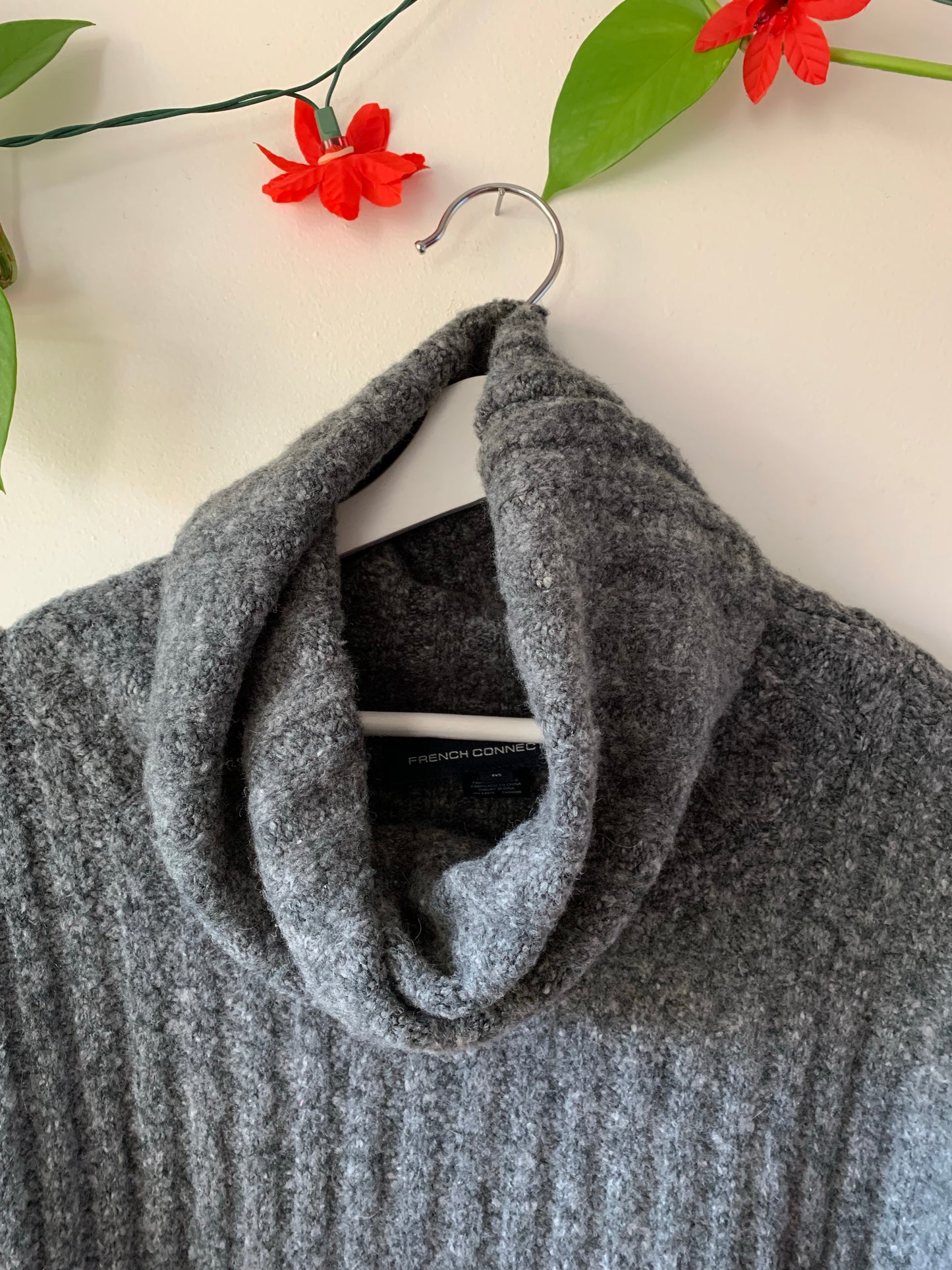 French Connection Gray Turtleneck Pullover Sweater, Size Medium
