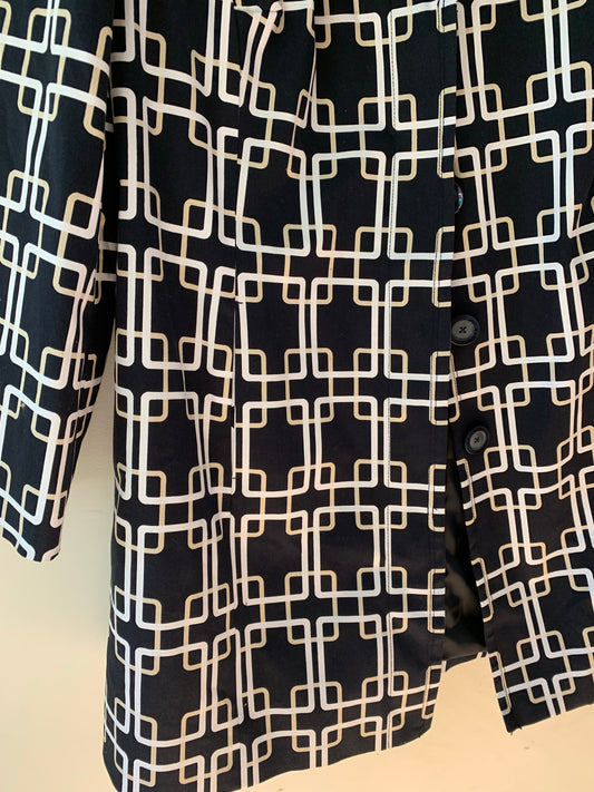 Lane Bryant Trench Coat, Navy White Print, Size 20