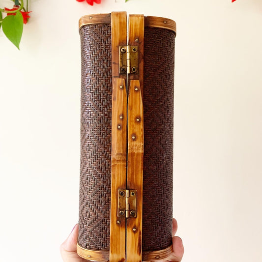 Textured Hard Shell Brown Purse