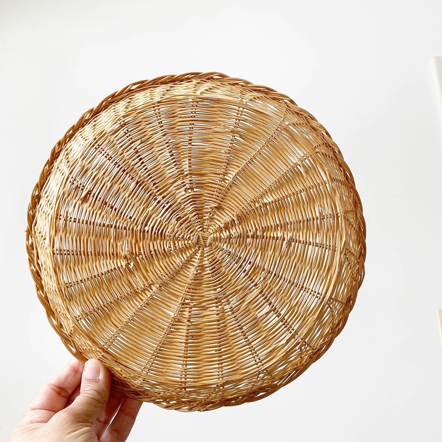 Bundle of 7 Boho Wicker Trivet Wall Baskets Gallery Wall Rattan2