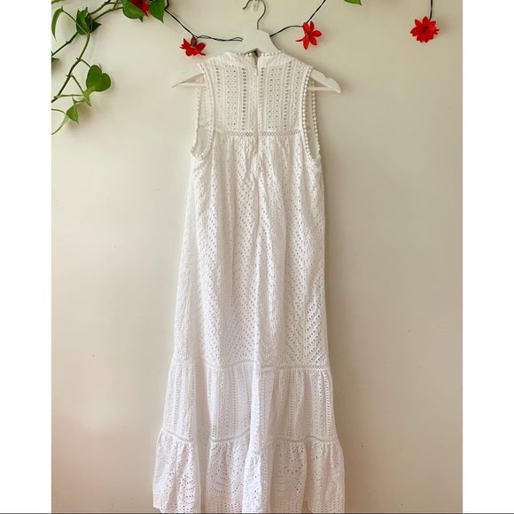 Allison New York Eyelet White Maxi Dress, Size Small