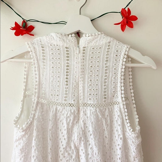 Allison New York Eyelet White Maxi Dress, Size Small