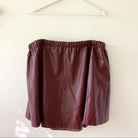 Do+Be Faux Leather Off-the-Shoulder Shirt, Size Medium