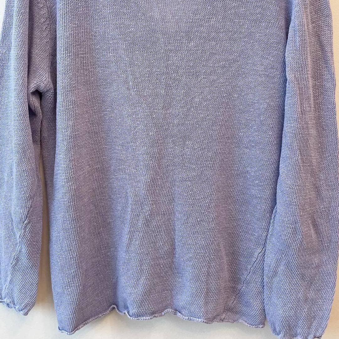 Eileen Fisher Blue Periwinkle Linen Button Cardigan