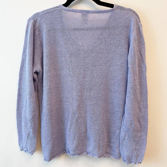 Eileen Fisher Blue Periwinkle Linen Button Cardigan