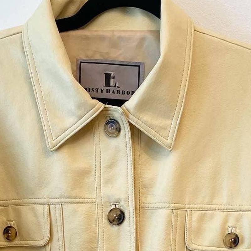Vintage Misty Harbor Cream Faux Leather Jacket Shacket