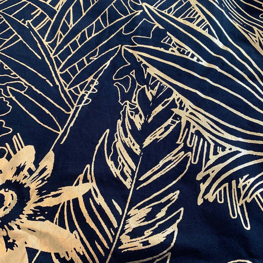 Urban Outfitters Gold Foil Leaf Palms Black Wall Hanging Tapestry