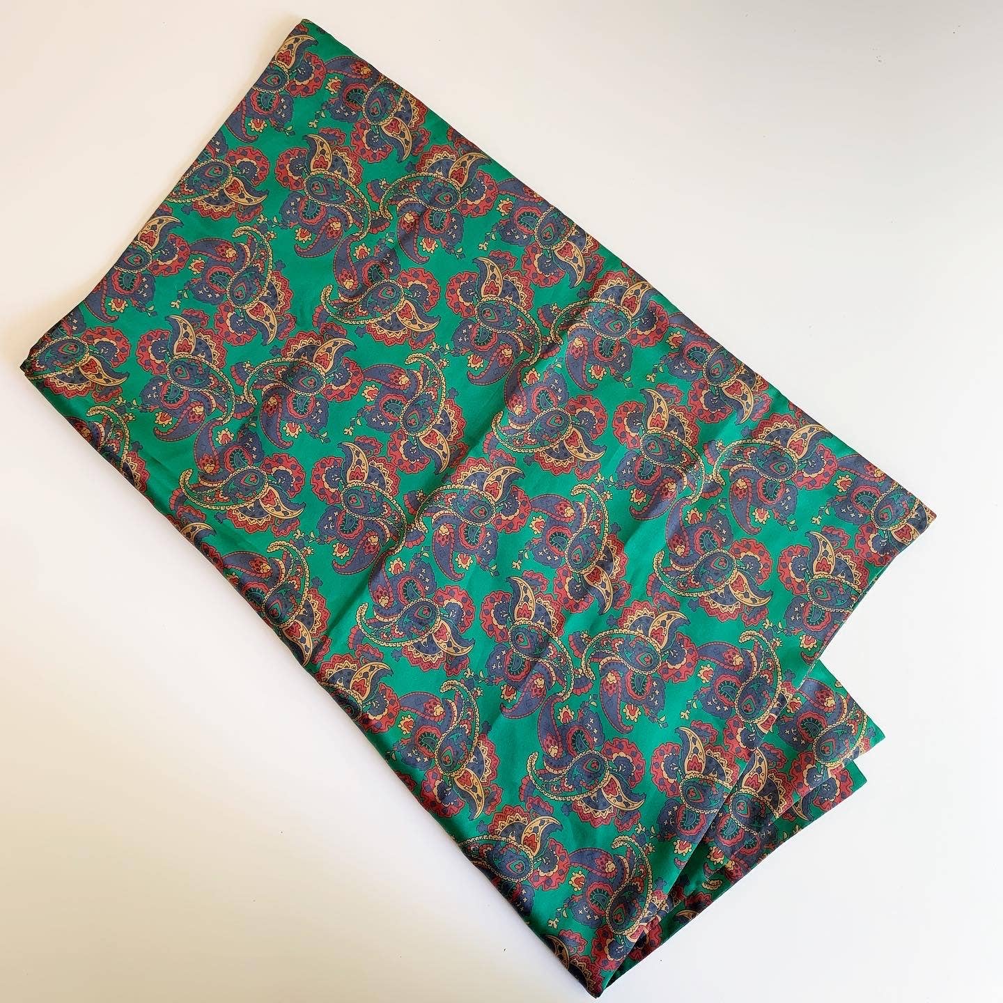 Vintage Paisley Silk Green Scarf