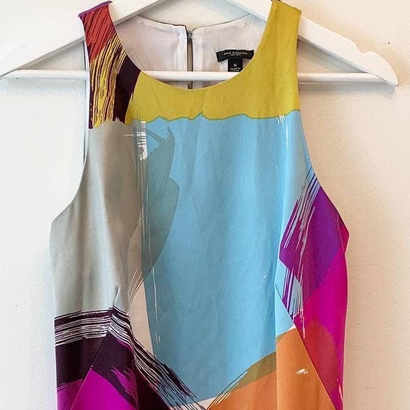 Ann Taylor Modern Art Colorful Pattern Dress