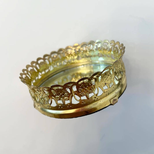 Vintage Small Gold Mirror Tray