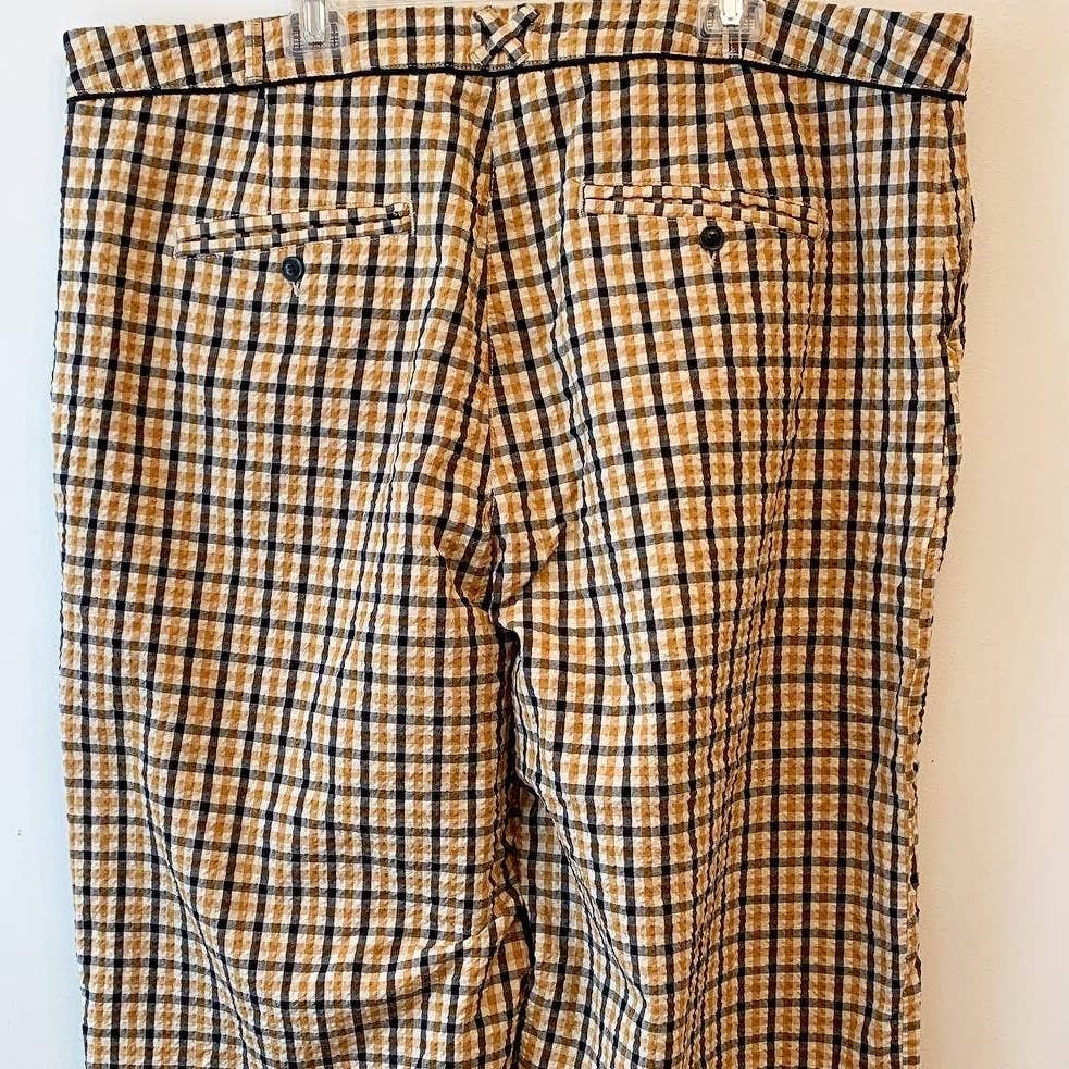 Maeve Anthropologie High Rise Plus Tan Black Crop Plaid Pants Trousers