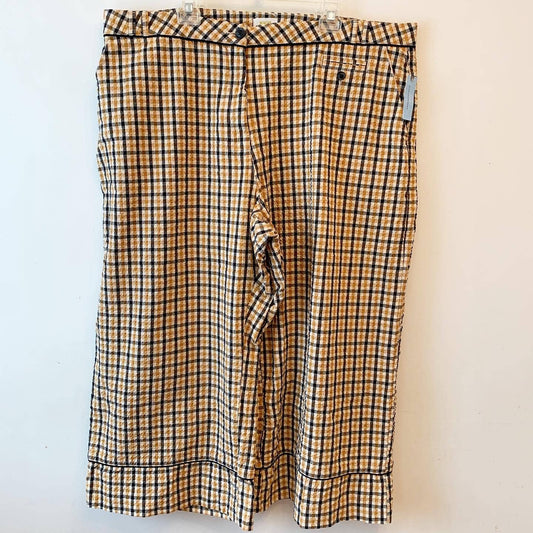 Maeve Anthropologie High Rise Plus Tan Black Crop Plaid Pants Trousers