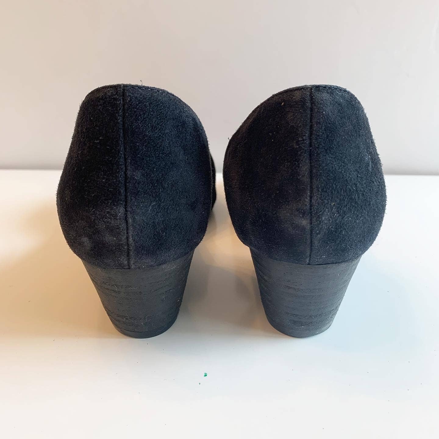 EILEEN FISHER Black Hilly Almond Toe Block Slip On Leather Heels