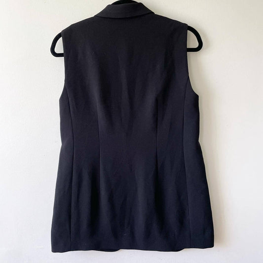 Express Black Sleeveless Mid Length Collared Suit Vest