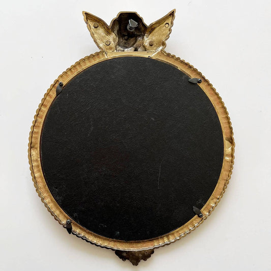 Vintage Antique Finish Gold Small Round Angel Mirror