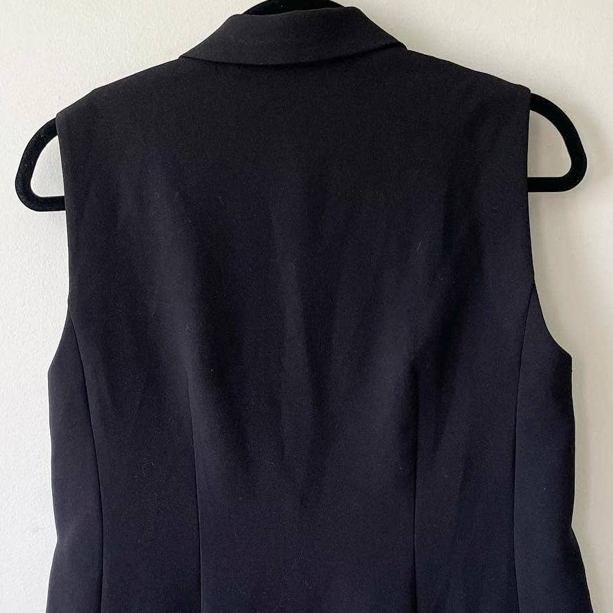 Express Black Sleeveless Mid Length Collared Suit Vest