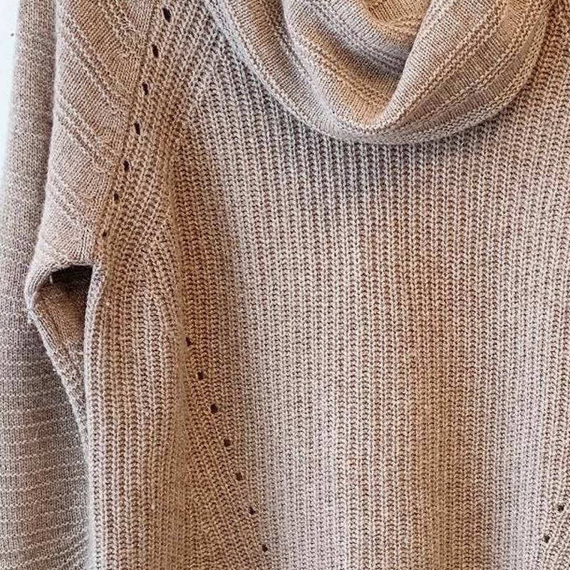 Neiman Marcus Tan Cashmere Cowl Neck Sweater