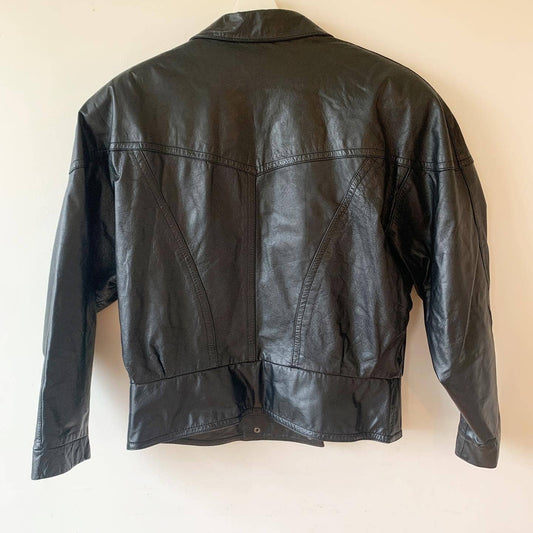 Pelle Cuir Vintage Leather Black Bomber Jacket