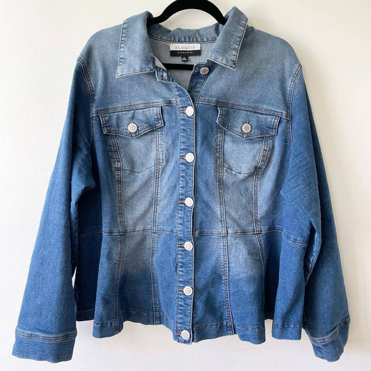 Eloquii Elements Plus Denim Peplum Jean Jacket