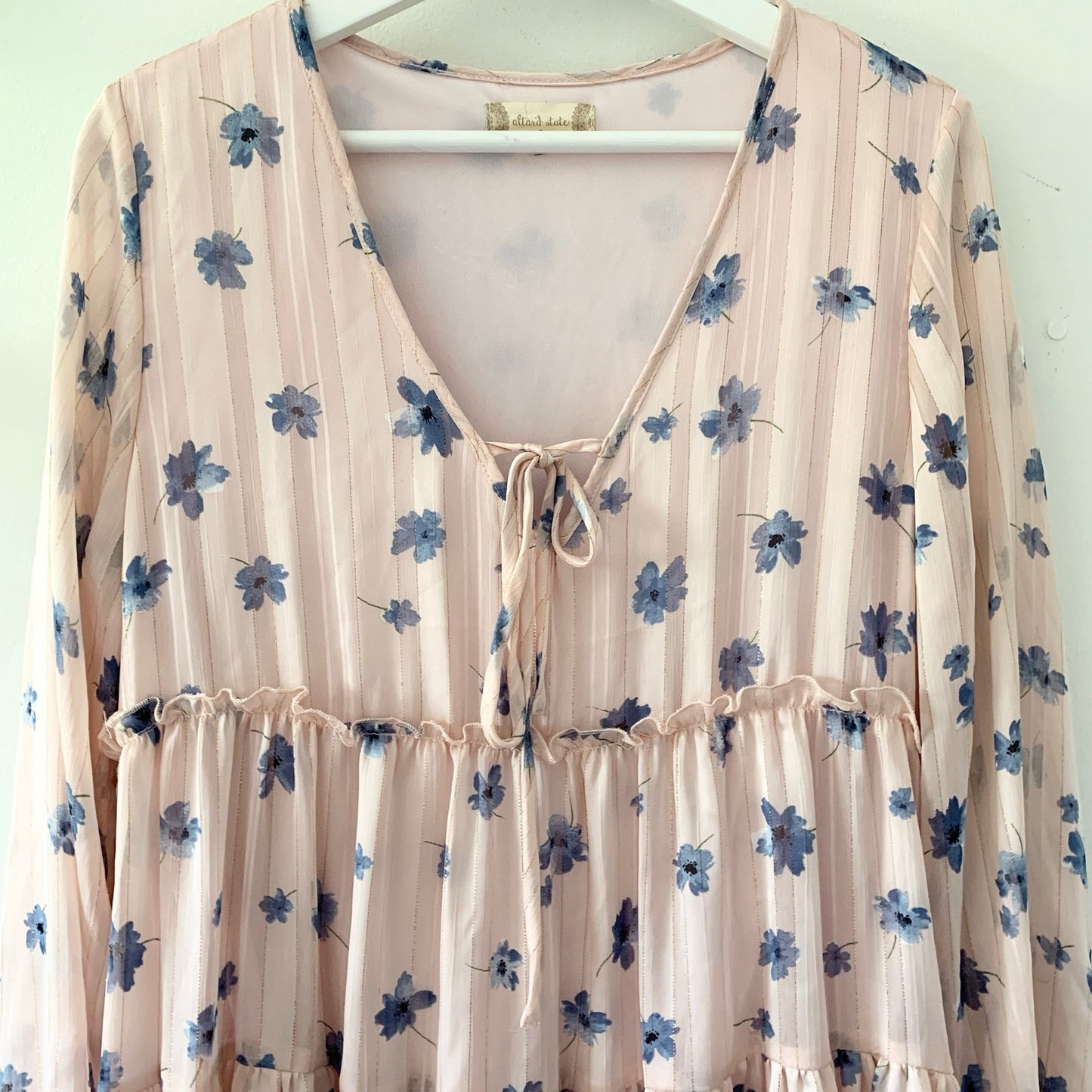 Altar'd State Pink Flowy Floral Mini Babydoll Boho Dress
