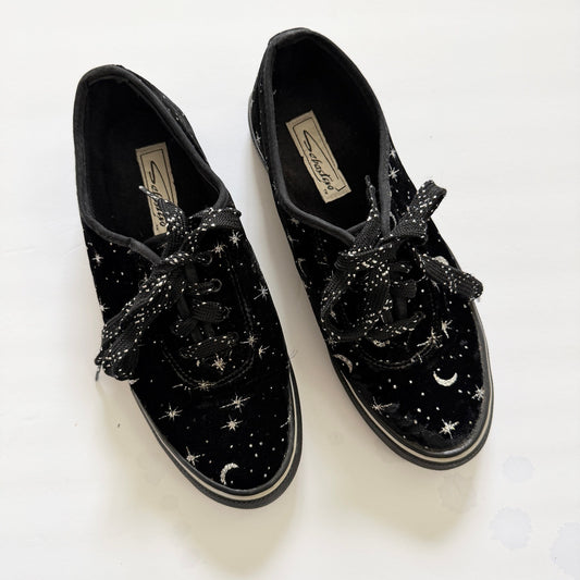 Vintage Sebastino Moon Star Celestial Black Velvet Sneaker Shoes