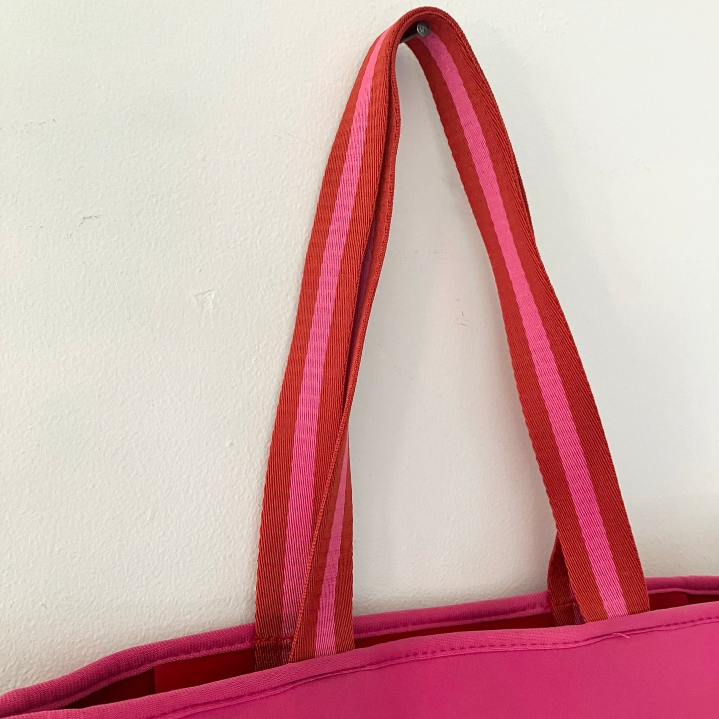 Summersalt Neoprene Pink Hisbiscus Red Lava Beach Tote Bag