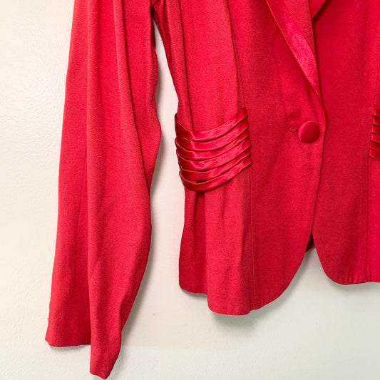 RJ & Co Vintage Red Satin Blazer 10 Medium