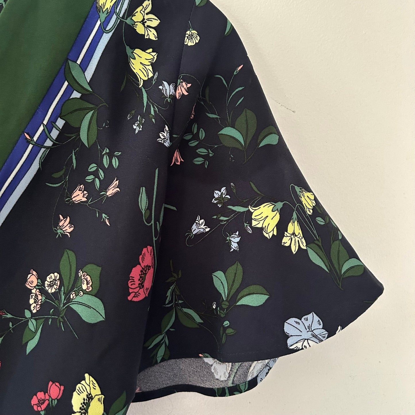 Ann Taylor Floral Flutter Sleeve Kimono Wrap Top Dark navy Floral Print Shirt