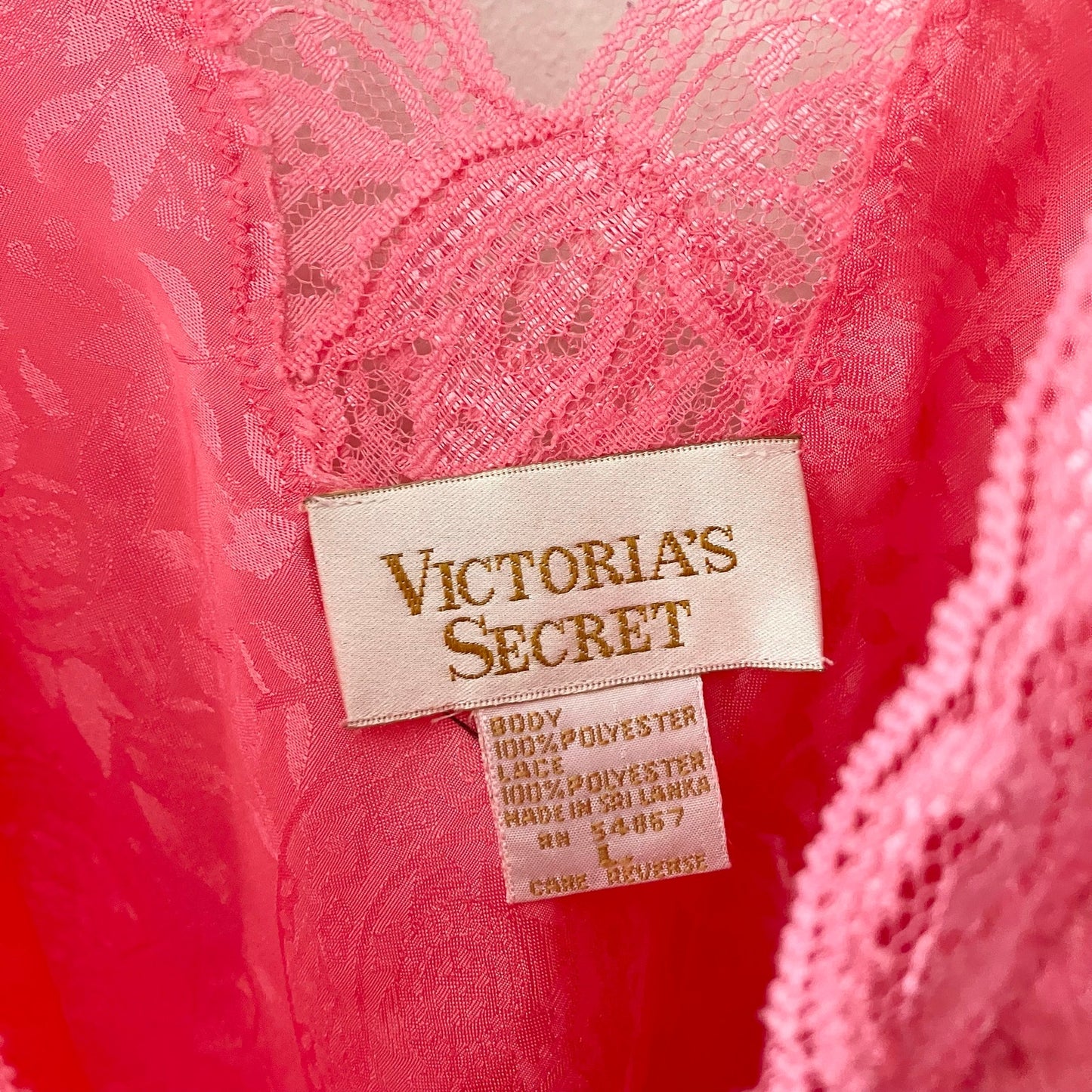 Victoria's Secret Vintage Gold Label Vintage Pink Floral Night Shirt Slip Large