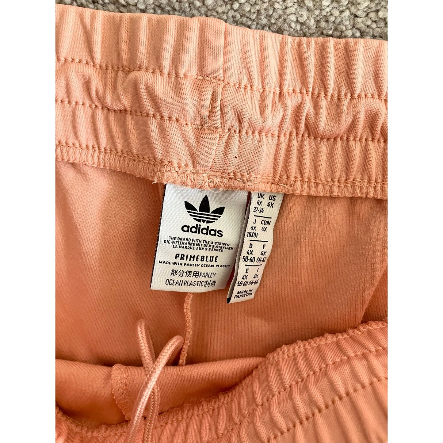 Adidas Primeblue Pink Pastel Peach Stripe Trefoil Logo Track Pants 4x Plus