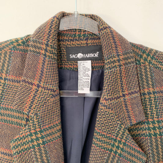 Sag Harbor Vintage Brown 90s Plaid Wool Blazer 10 Medium