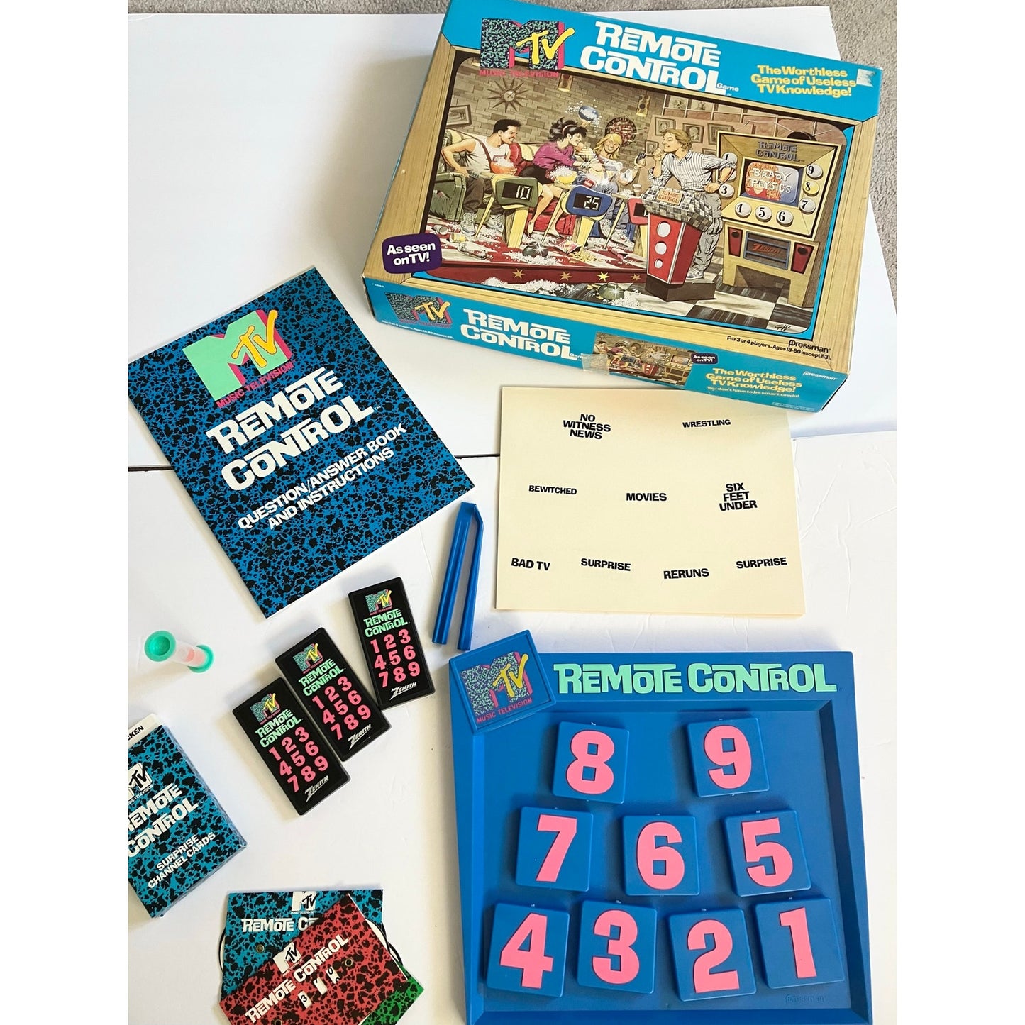 Vintage 1989 MTV Remote Control Trivia Board Game