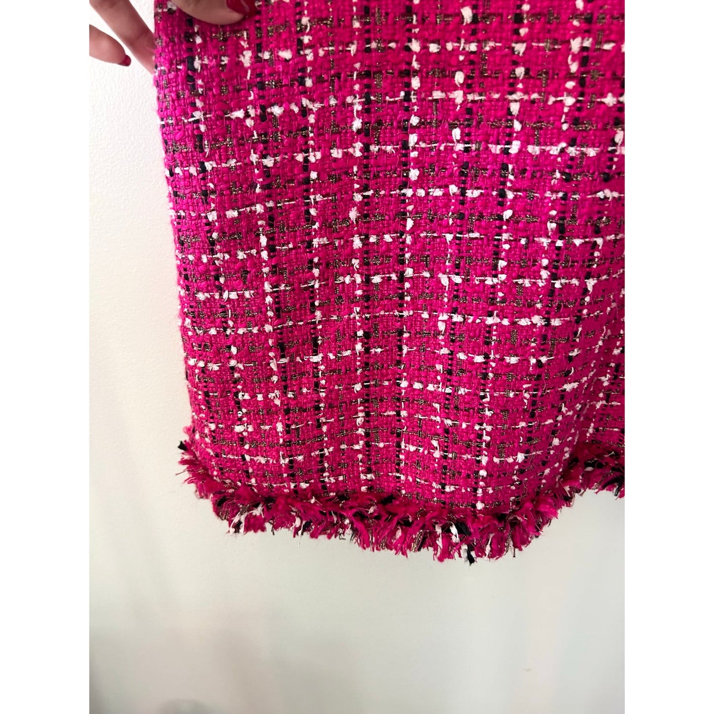 Kate Spade Festive Tweed Mini Dress Magenta Pink White Plaid K9841