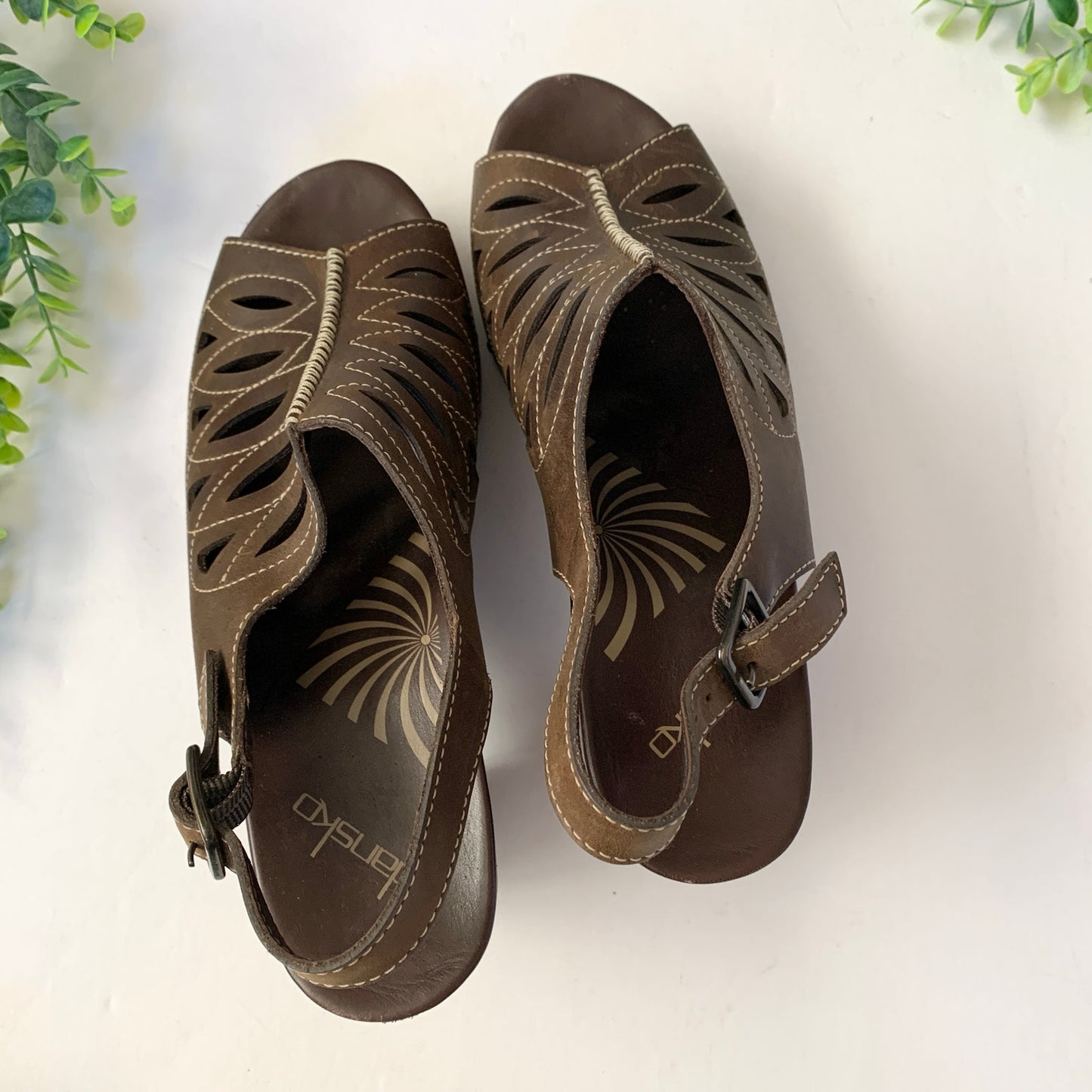 Dankso Rowena Leather Heel Clog Sandals Size 41 9.5-10